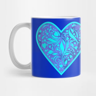 HAPPY Valentine Day Blue Heart Shape Mug